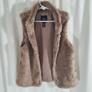 Gap Kids Brown Faux Fur Vest Girls Small 6 7 Cozy Sleeveless Lined Jacket